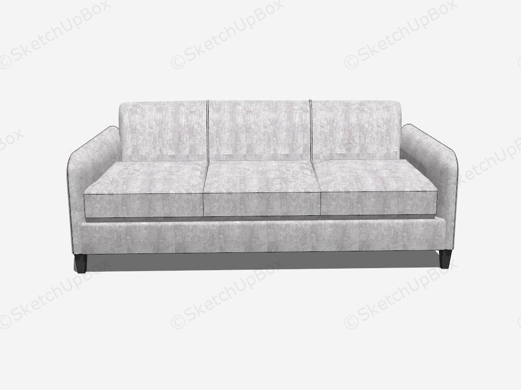 3 Seater White Fabric Sofa sketchup model preview - SketchupBox