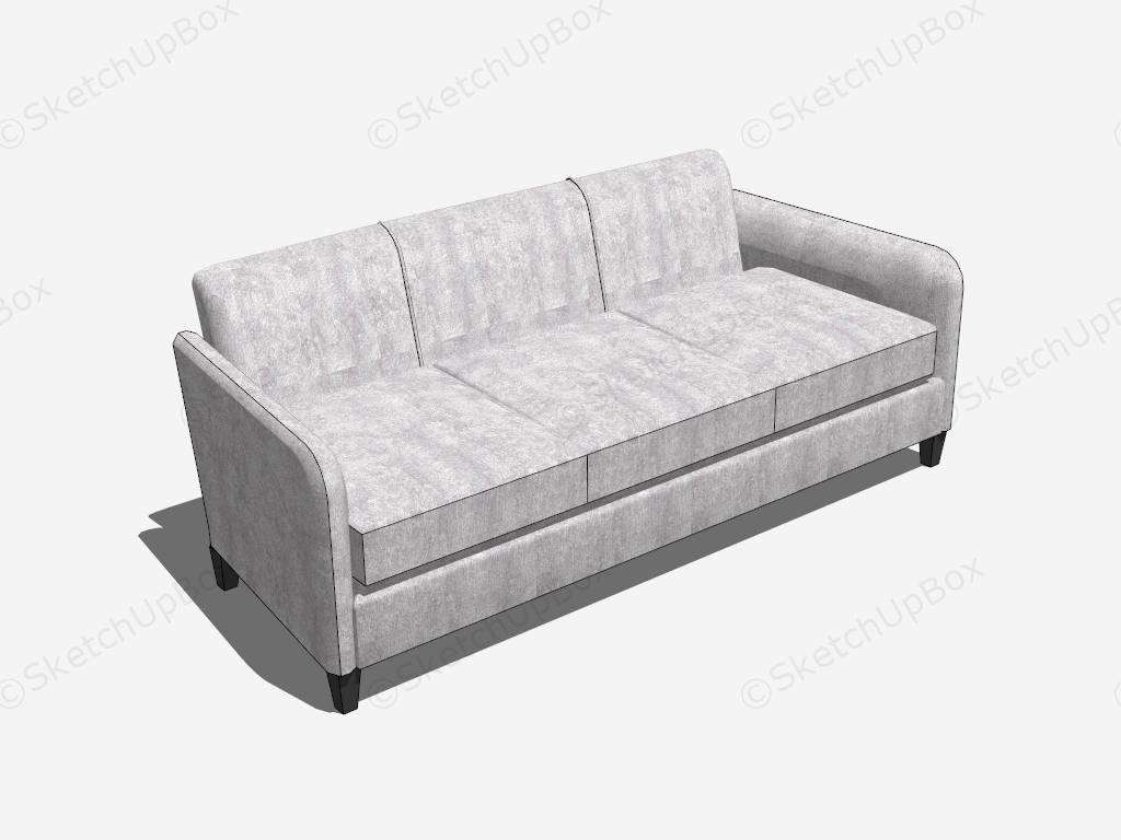 3 Seater White Fabric Sofa sketchup model preview - SketchupBox