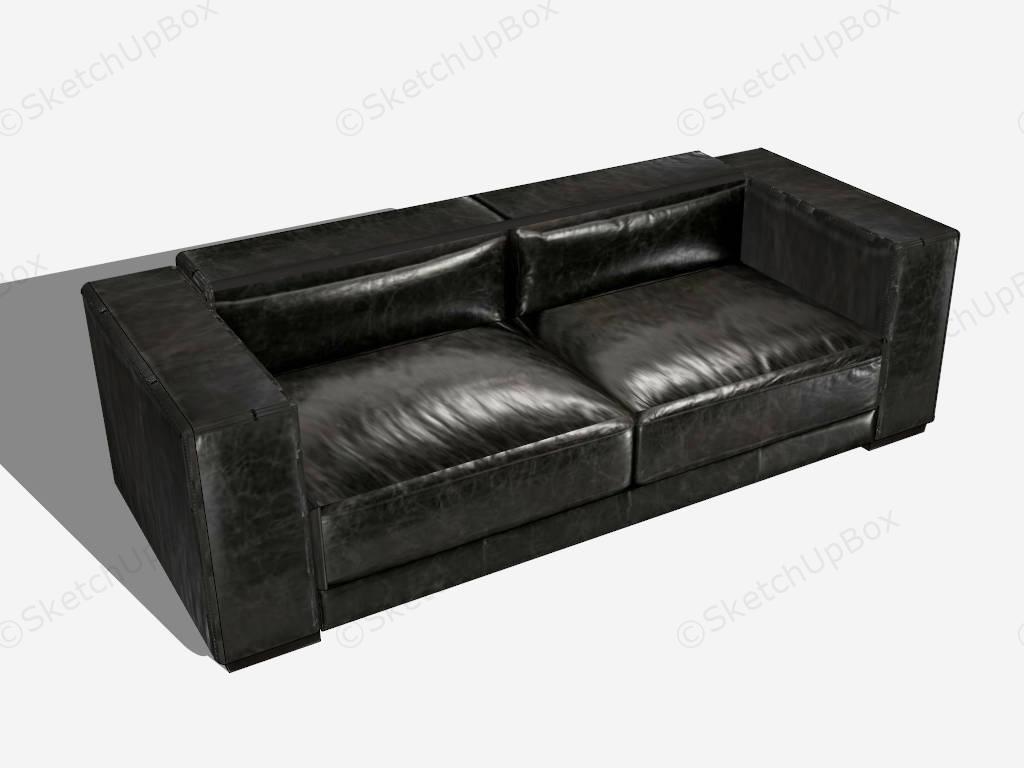 Black Leather Loveseat Sofa sketchup model preview - SketchupBox