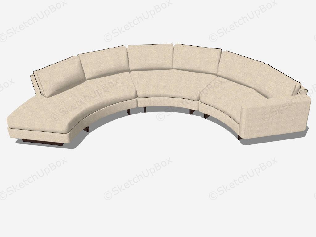Curved Sectional Sofa Living Room Furniture sketchup model preview - SketchupBox
