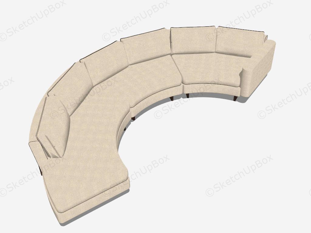 Curved Sectional Sofa Living Room Furniture sketchup model preview - SketchupBox