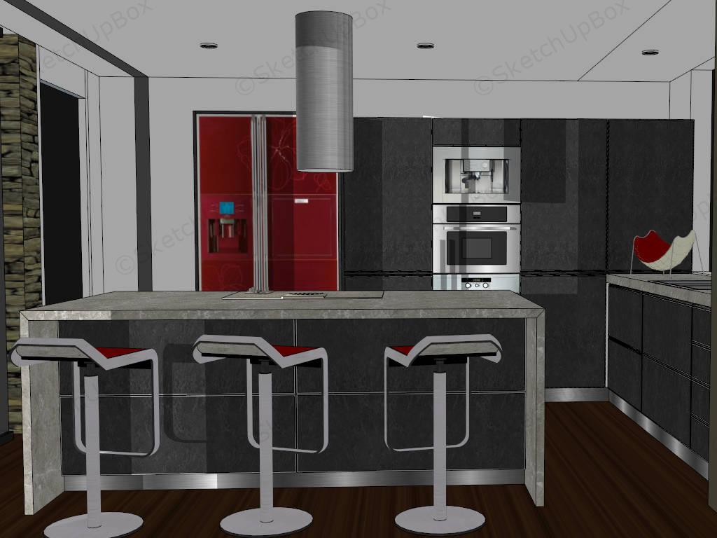 Red And Black Kitchen Ideas sketchup model preview - SketchupBox