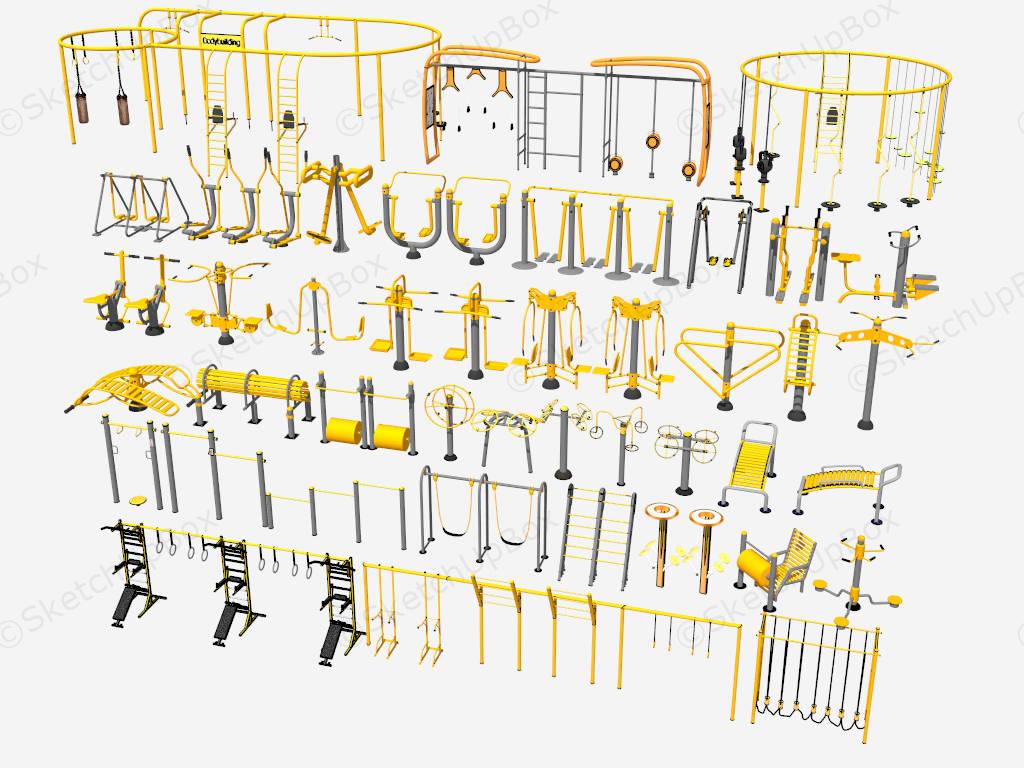 Adult Outdoor Playground Gym Equipment sketchup model preview - SketchupBox