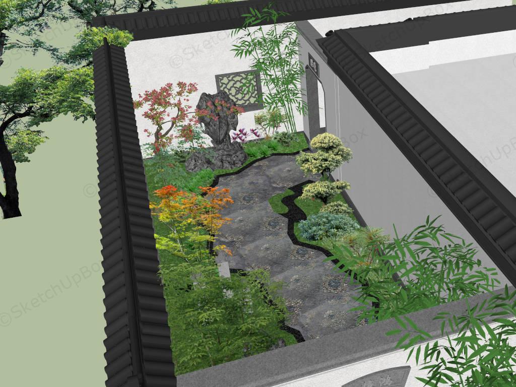 Moon Gate Chinese Garden Elements sketchup model preview - SketchupBox