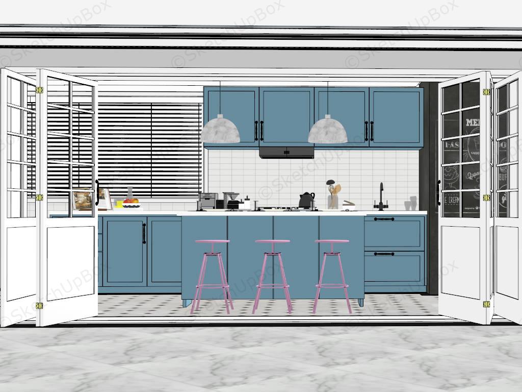 White And Blue Kitchen Ideas sketchup model preview - SketchupBox