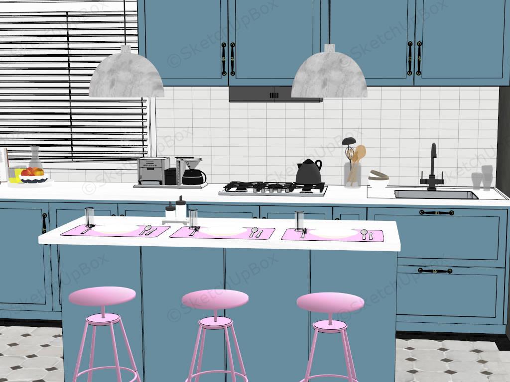 White And Blue Kitchen Ideas sketchup model preview - SketchupBox