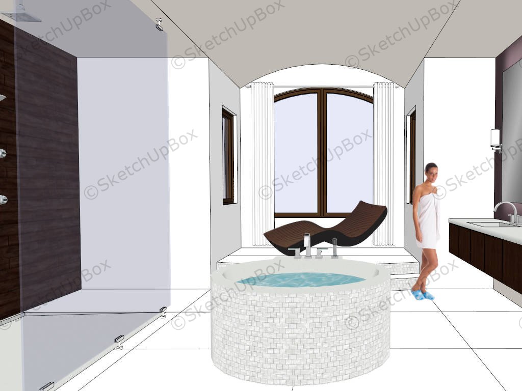 White Bathroom With Tub And Shower sketchup model preview - SketchupBox