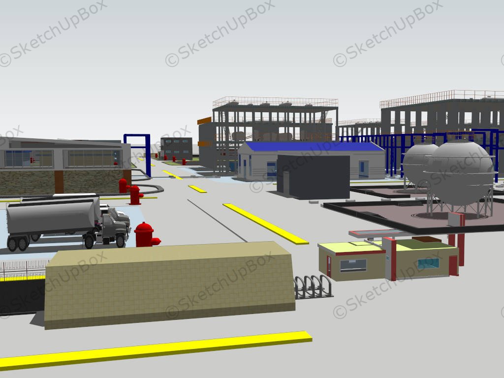 Industrial Chemical Plant sketchup model preview - SketchupBox