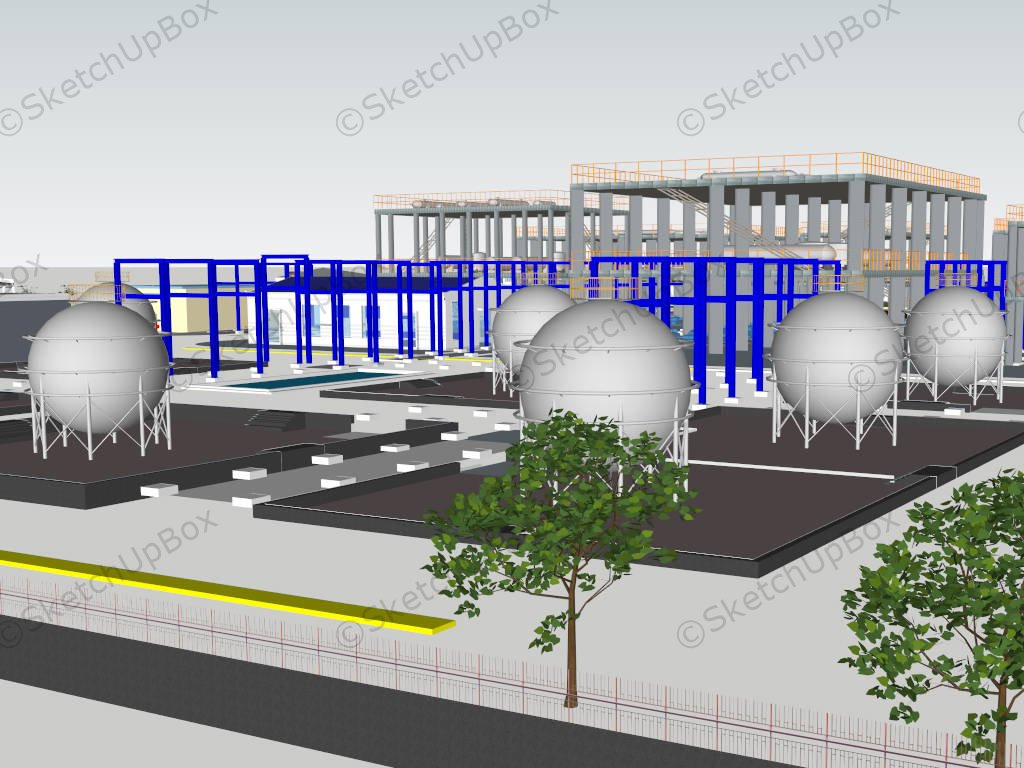 Industrial Chemical Plant sketchup model preview - SketchupBox