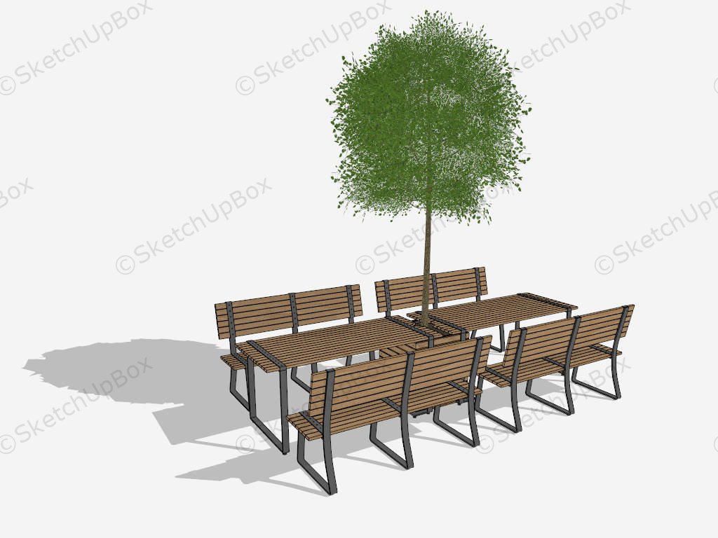 Wood Patio Furniture Dining Sets sketchup model preview - SketchupBox