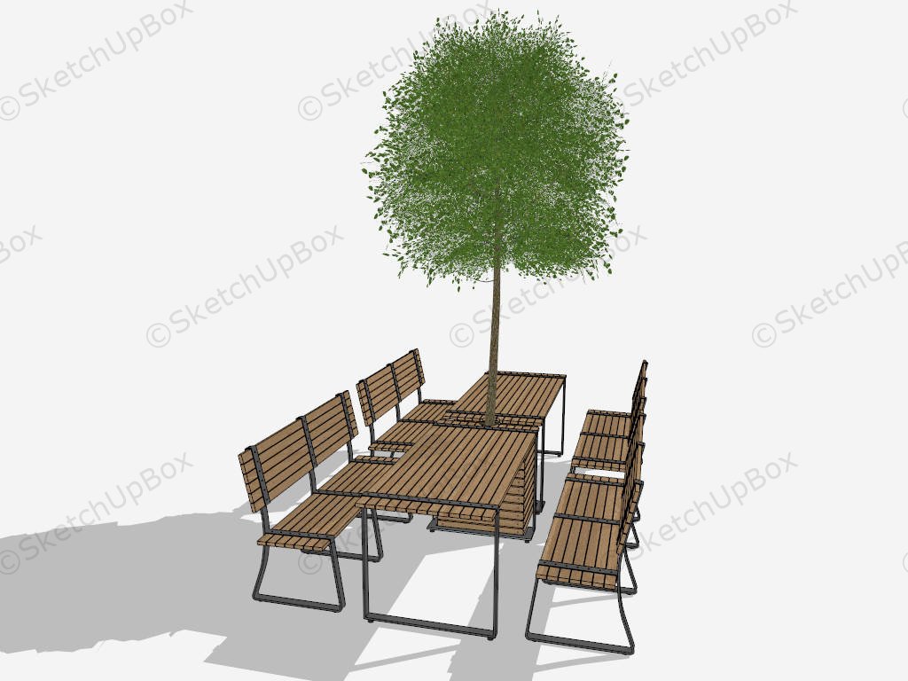 Wood Patio Furniture Dining Sets sketchup model preview - SketchupBox