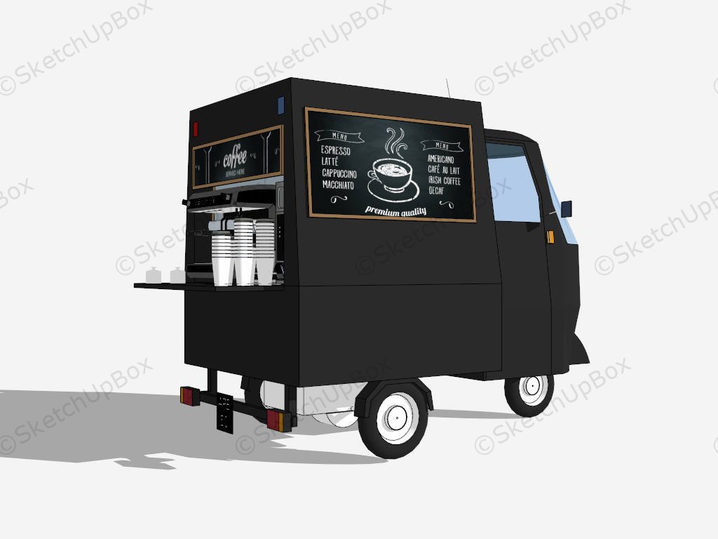 Mobile Vendor Coffee Tricycle sketchup model preview - SketchupBox