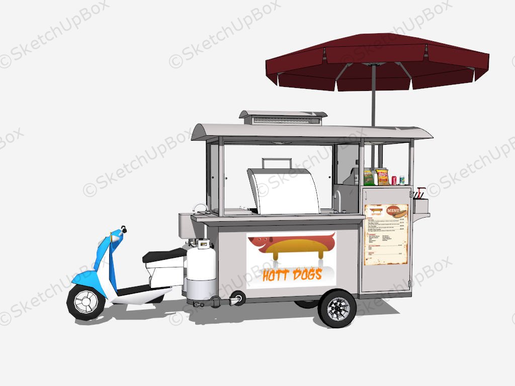 Motor Tricycle Mobile Vending Food Cart sketchup model preview - SketchupBox