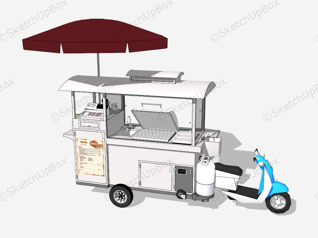 Motor Tricycle Mobile Vending Food Cart sketchup model preview - SketchupBox