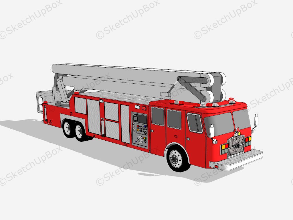 Fire Truck With Ladder sketchup model preview - SketchupBox