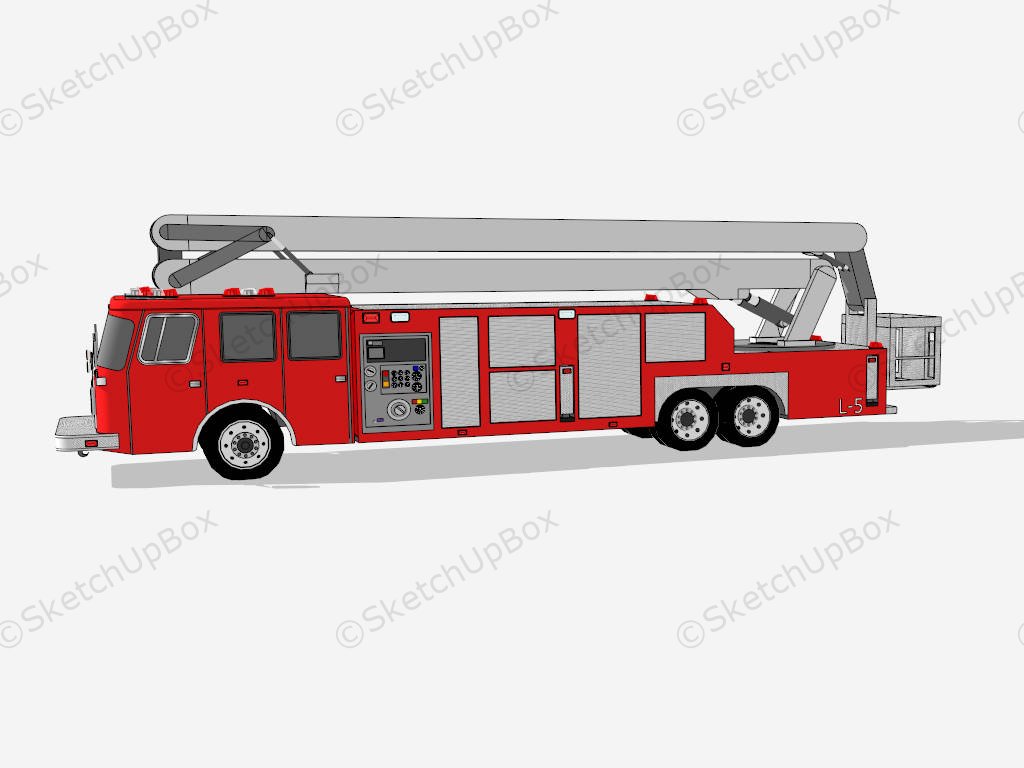 Fire Truck With Ladder sketchup model preview - SketchupBox