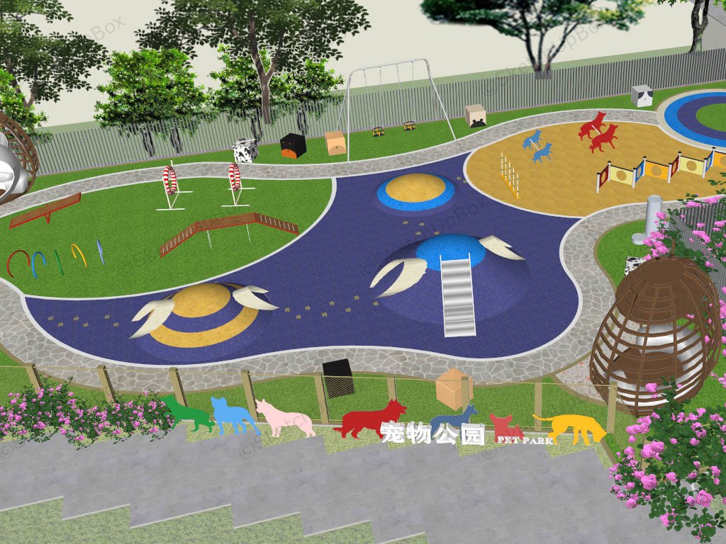 Dog Park Playground Design Ideas sketchup model preview - SketchupBox