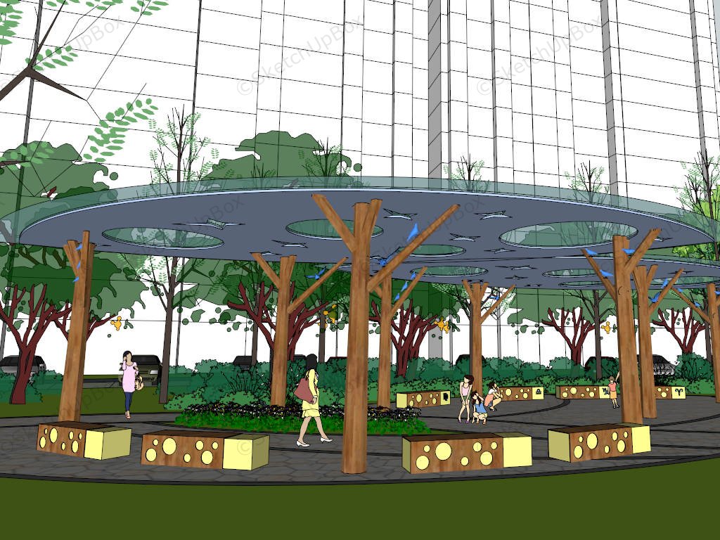 Community Garden Pavilion Idea sketchup model preview - SketchupBox