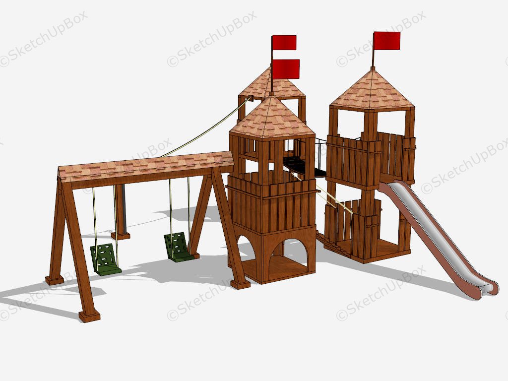 Toddler Outdoor Playset With Swing And Slide sketchup model preview - SketchupBox