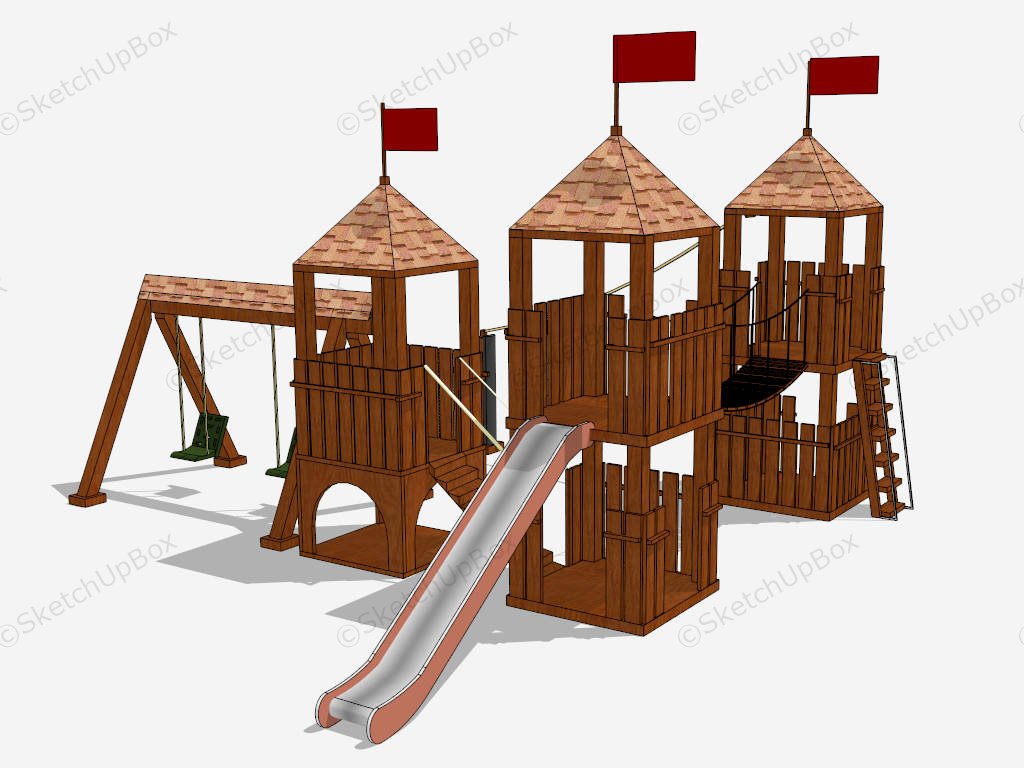 Toddler Outdoor Playset With Swing And Slide sketchup model preview - SketchupBox