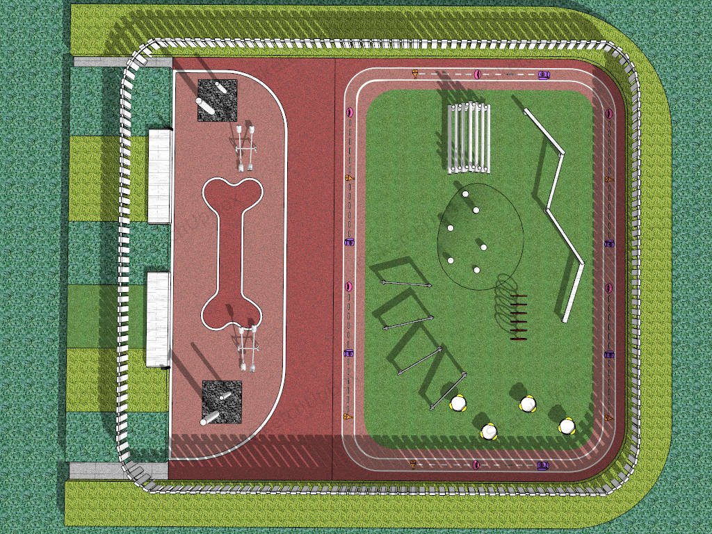 Dog Park Design Plan sketchup model preview - SketchupBox