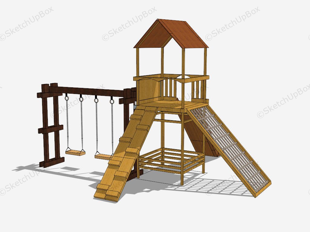 Wooden Backyard Playground Set sketchup model preview - SketchupBox