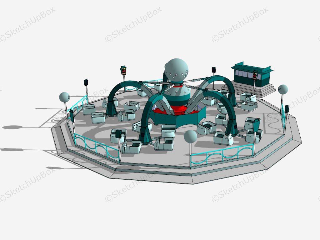 Troika Amusement Park Ride sketchup model preview - SketchupBox