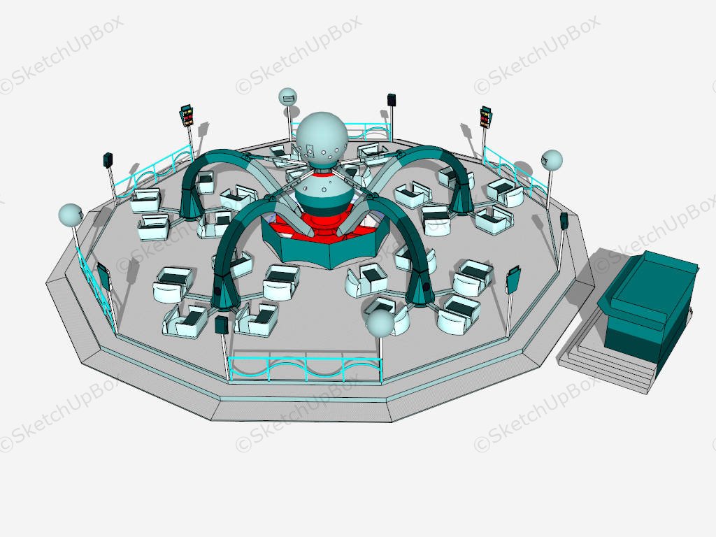 Troika Amusement Park Ride sketchup model preview - SketchupBox