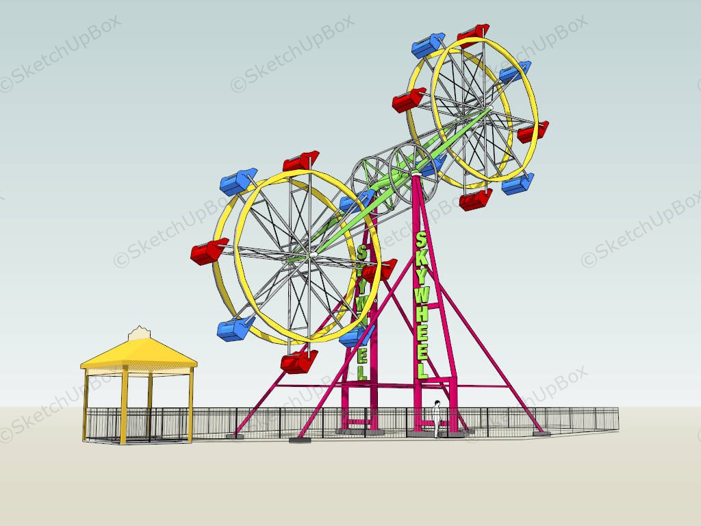 Double Ferris Wheel Ride sketchup model preview - SketchupBox