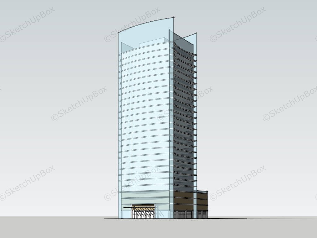 Tall Modern Hotel Building Design sketchup model preview - SketchupBox