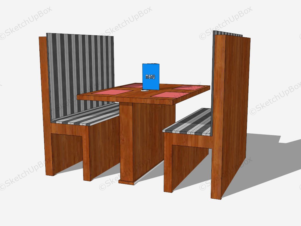 Two Person Restaurant Booth sketchup model preview - SketchupBox
