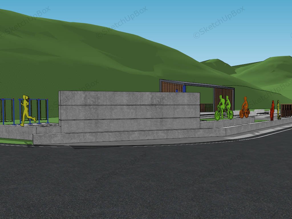Countryside Bicycle Tour Rest Stop sketchup model preview - SketchupBox