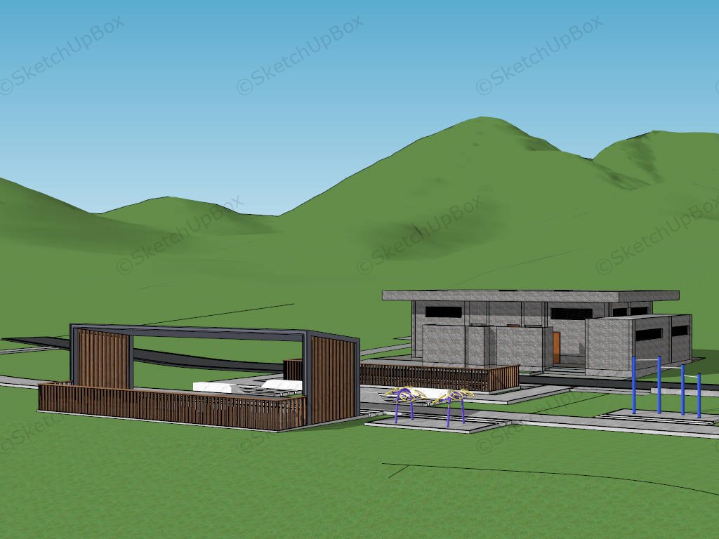 Countryside Bicycle Tour Rest Stop sketchup model preview - SketchupBox