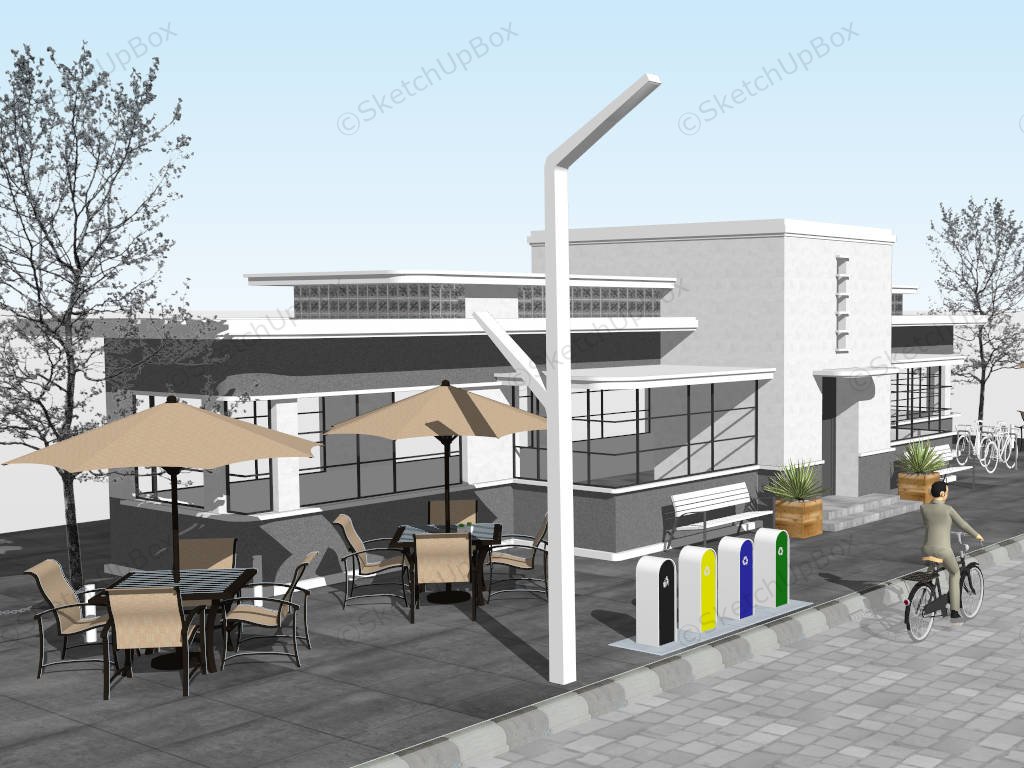 Vintage 80s Restaurant And Outdoor Bar sketchup model preview - SketchupBox