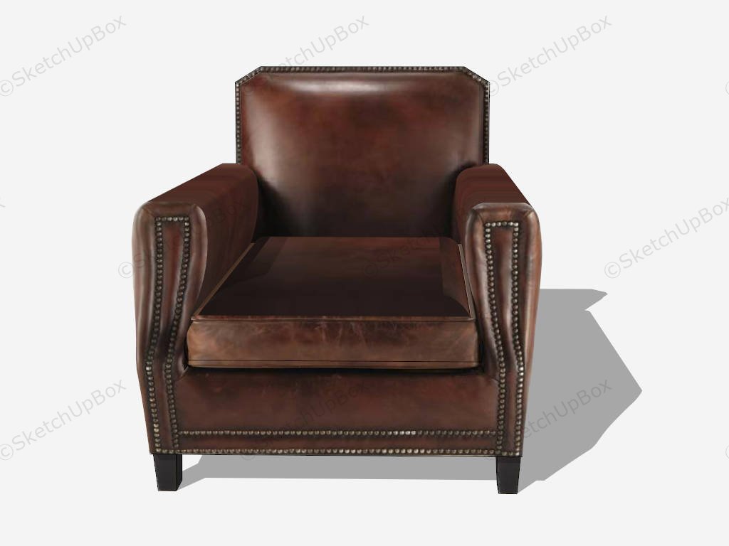 Classic Leather Club Chair sketchup model preview - SketchupBox