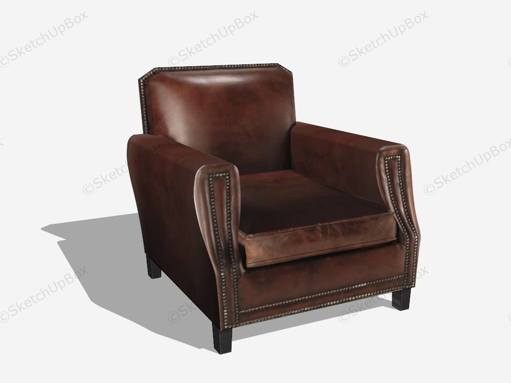 Classic Leather Club Chair sketchup model preview - SketchupBox