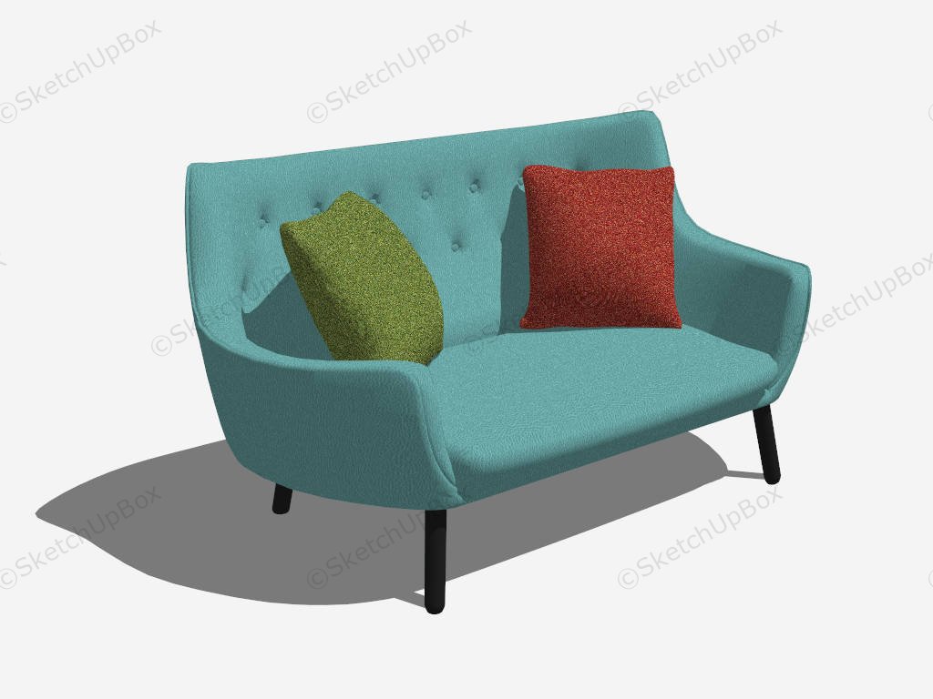 Light Blue Fabric Loveseat sketchup model preview - SketchupBox