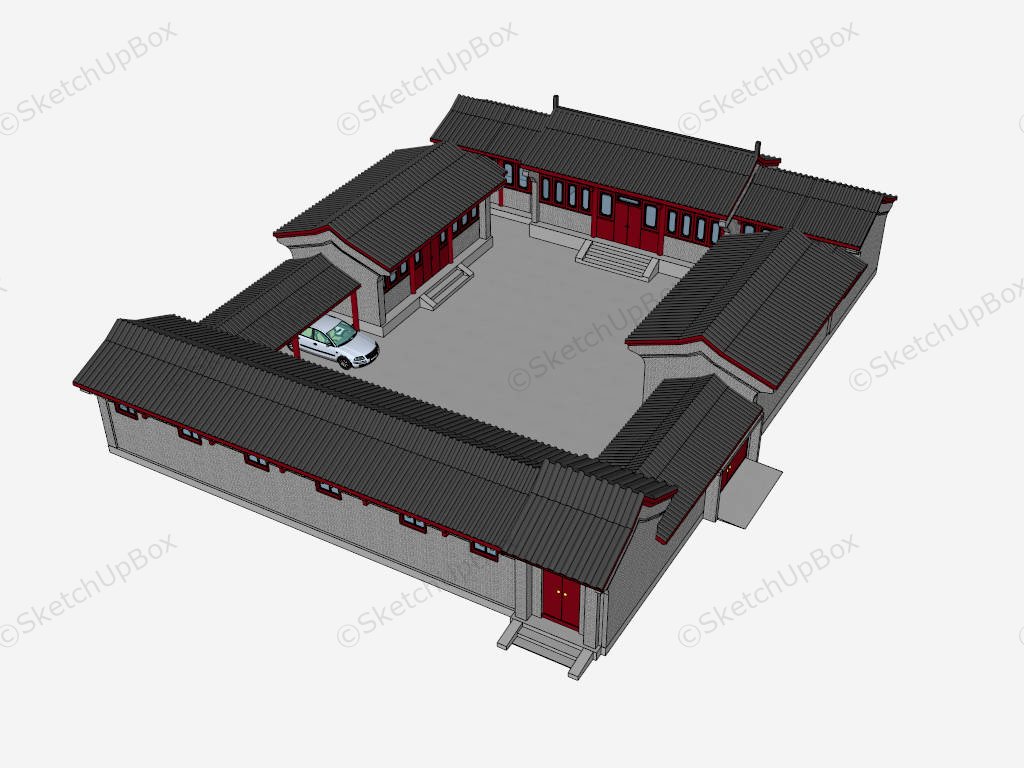 Traditional Chinese Courtyard House sketchup model preview - SketchupBox