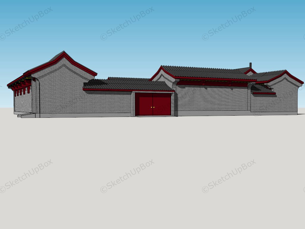 Traditional Chinese Courtyard House sketchup model preview - SketchupBox