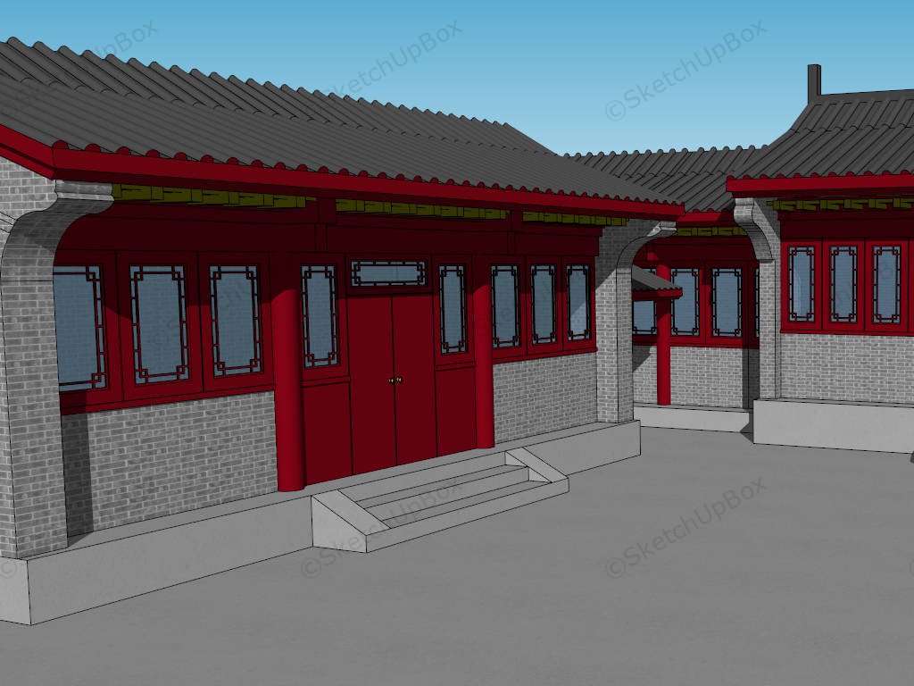 Traditional Chinese Courtyard House sketchup model preview - SketchupBox