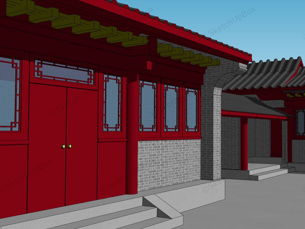 Traditional Chinese Courtyard House sketchup model preview - SketchupBox