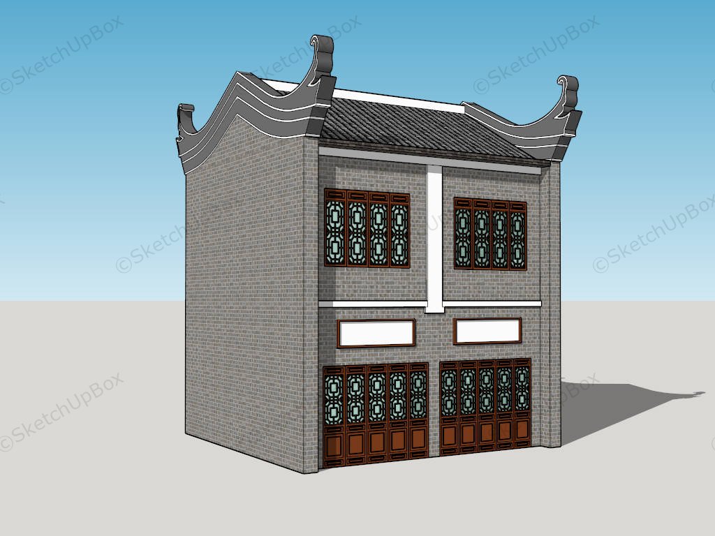 Hui Style Residential Building sketchup model preview - SketchupBox