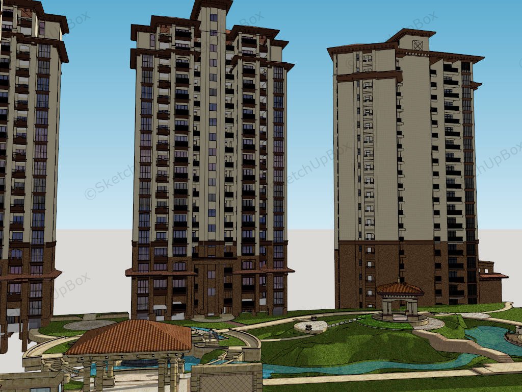 High Rise Residential Area sketchup model preview - SketchupBox