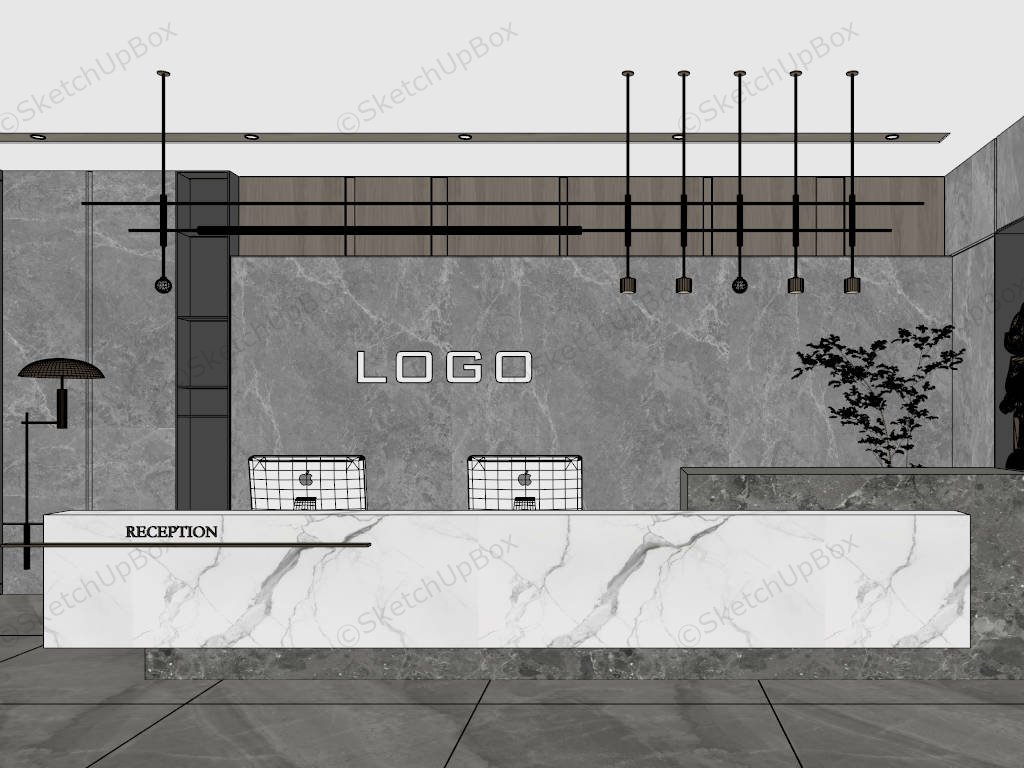 Modern Hotel Interior Lobby Reception Desk sketchup model preview - SketchupBox