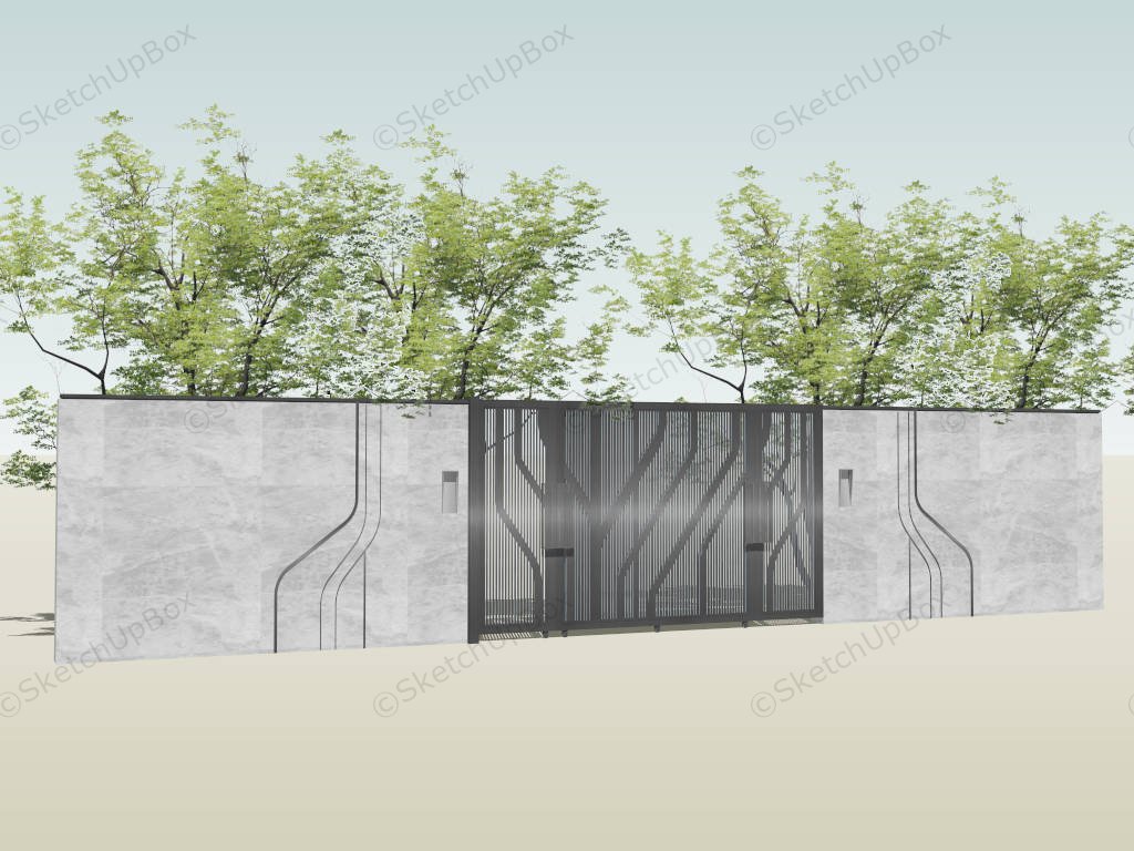 Simple And Modern Villa Gate Design Idea sketchup model preview - SketchupBox