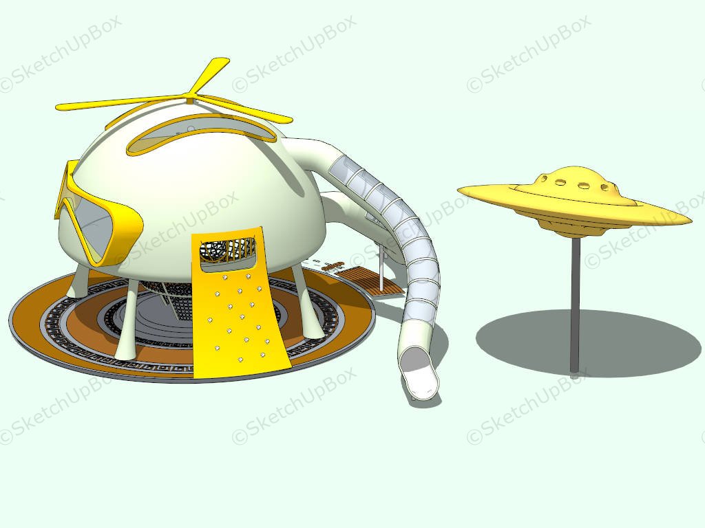 Alien Spaceship UFO Outdoor Playground sketchup model preview - SketchupBox