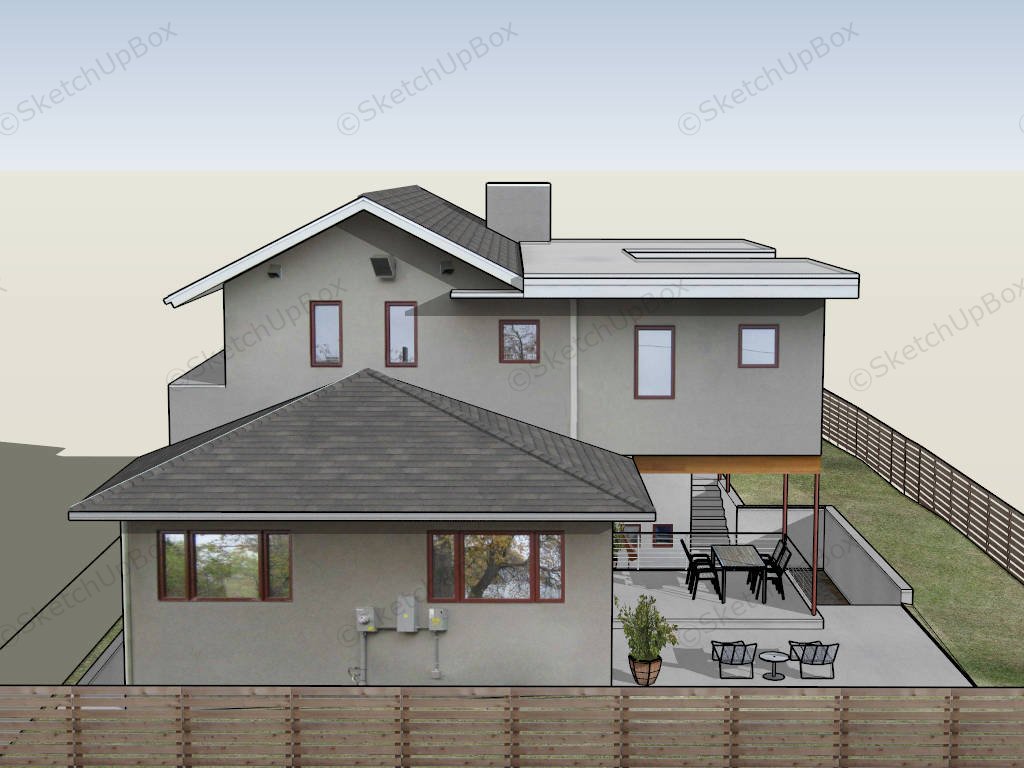 Sunken Garage House SketchUp 3D Model .skp File Download - SketchupBox