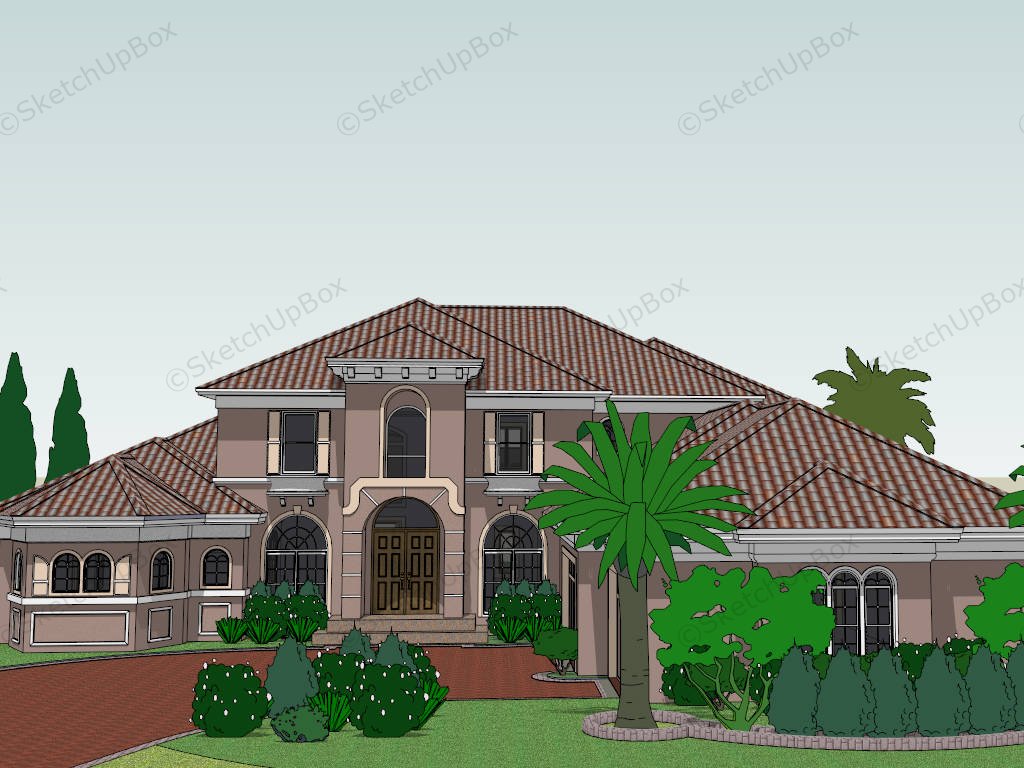 Mediterranean Style House Exterior sketchup model preview - SketchupBox