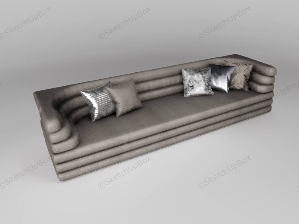 Contemporary Extra Long Velvet Sofa sketchup model preview - SketchupBox