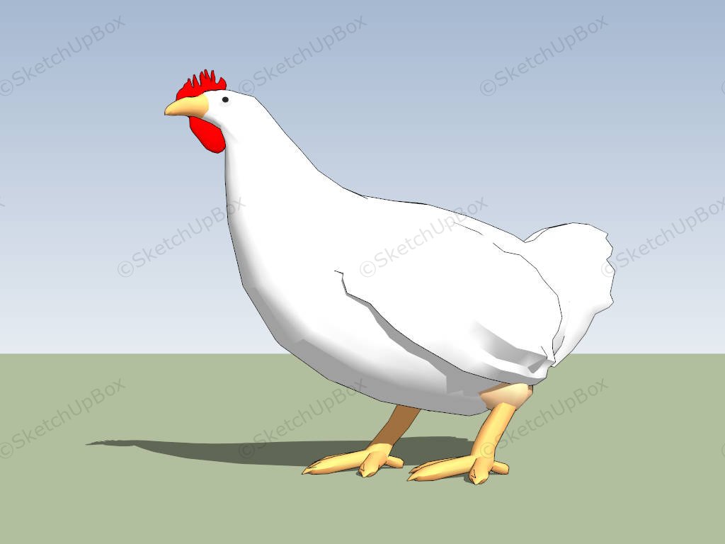 White Hen Chicken sketchup model preview - SketchupBox